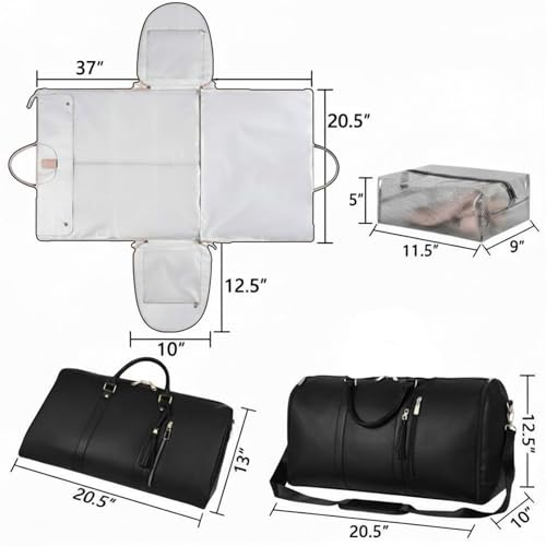 Convertible Garment Duffle Bag for Travel, All Black - color: Black