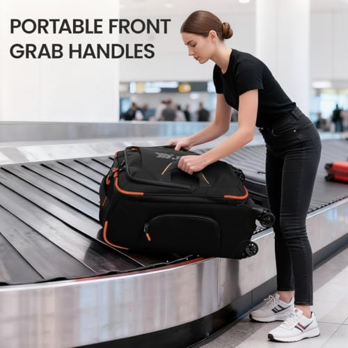 26'' Softside Rolling Luggage w/Front Open,Waterproof - color: Black, size: Checked-Medium 26-Inch