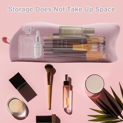 Portable Silicone Makeup Bag, Large Waterproof Makeup Brush Bag,Bathroom Travel Bag,Upgraded Leakproof Zipper Makeup Box,Suitable for Mens Womens(Pink) - color: Pink