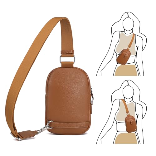 INICAT Small Anti Theft Crossbody Bag for Women,Sling Purse - color: Brown Antitheft, size: Large