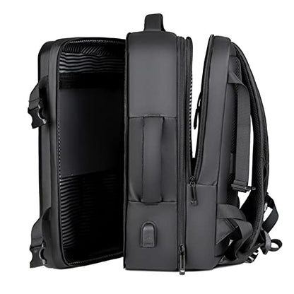 Hard Shell Laptop Backpack for Men, 35L Expandable Business Travel Backpacks Anti Theft Gaming Computer Bag with USB Port Wet Pocket 17 Inch - color: Black
