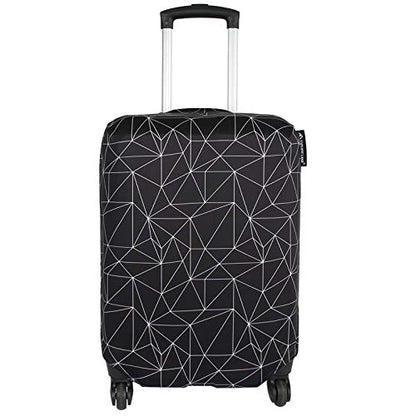 Explore Land Luggage Cover Fits 27-30 inch Case (Black Polygonal, L) - color: Black Polygonal, size: L