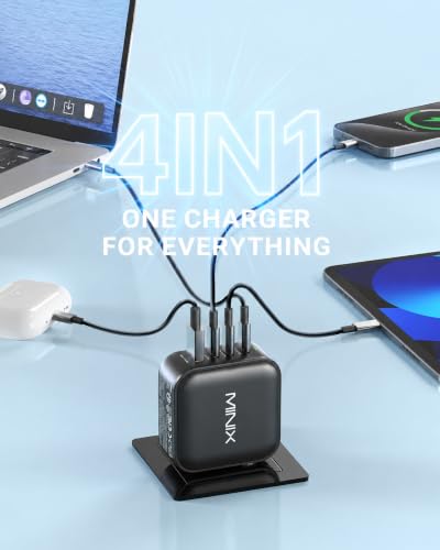 MINIX P3 100W Turbo 4-Port GaN Travel Wall Charger USB C PD Power Adapter - size: 100W