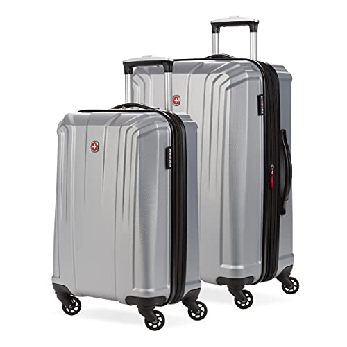 SwissGear 3750 Hardside Luggage with Spinner Wheels, Silver, 2-Piece Set (18.5/23) - size: 2-Piece Set (18.5/23)