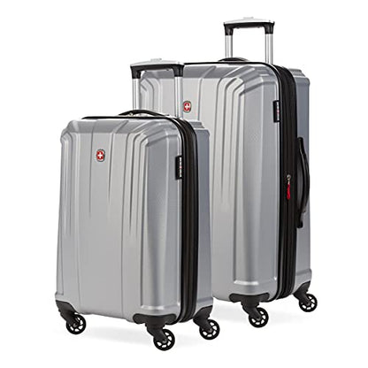 SwissGear 3750 Hardside Luggage with Spinner Wheels, Silver, 2-Piece Set (18.5/23) - size: 2-Piece Set (18.5/23)