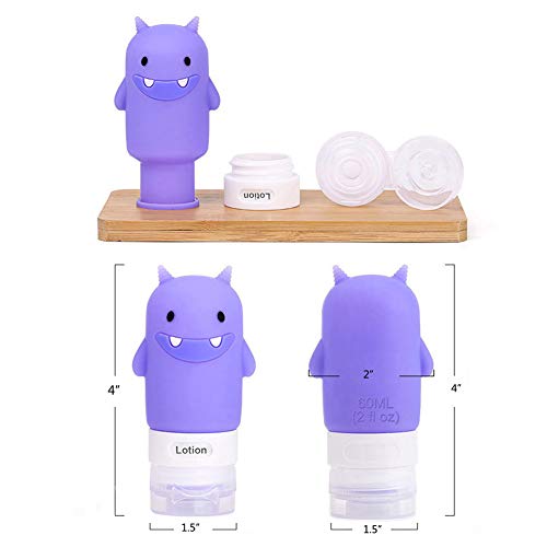 Travel Bottles Set for Liquids, TSA Approved Leak Proof Silicone Cosmetic Travel Containers, for Shampoo, Conditioner, Lotion, Toiletries 2OZ (Monster) - color: Monster