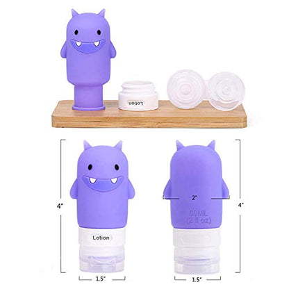 Travel Bottles Set for Liquids, TSA Approved Leak Proof Silicone Cosmetic Travel Containers, for Shampoo, Conditioner, Lotion, Toiletries 2OZ (Monster) - color: Monster