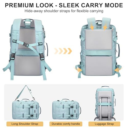 PIJUSHI Travel Backpack Carry On Backpack for Airplanes 35L Fits 16" Laptop - color: Teal Blue