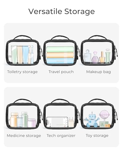 BAGSMART Puffy Clear Toiletry Bag, TSA-Approved & Wide-Open, 1-Pack, Black - color: Black