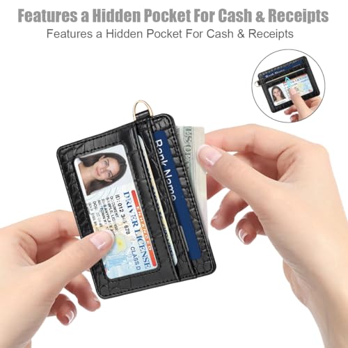 Slim Credit Card Holder Crocodile Wallet Women Thin Wallets - color: A Black