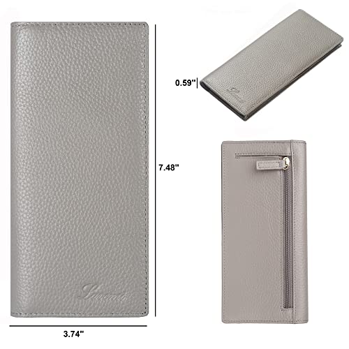 Lavemi Ultra Slim Thin Leather Women Wallet RFID Blocking Credit Card Holder Bifold Long Ladies Billfold - color: 2- Gray