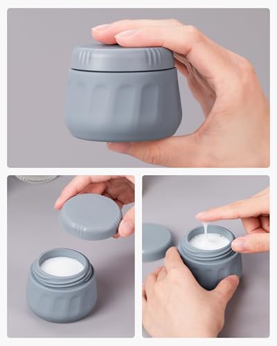 Mrsdry Travel Containers for Toiletries, TSA Approved Travel Size Toiletries 4 Pack, Refillable Containers, With Clear Bag, Leak Proof Silicone Jars, Essentials Creams Jars Carrying Small Items - color: Black Gray, size: 3 Ounce (90ML)