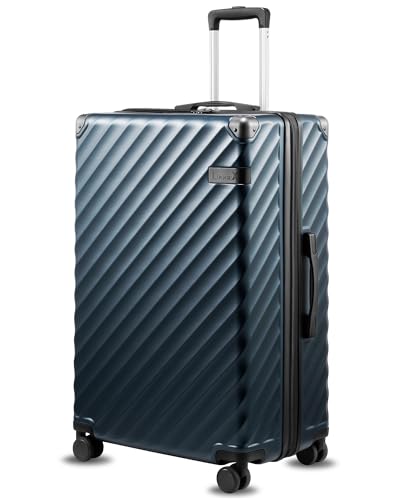 LUGGEX 28 Inch Checked Luggage with Spinner Wheels, Navy - color: Navy, size: Checked-Large 28-Inch