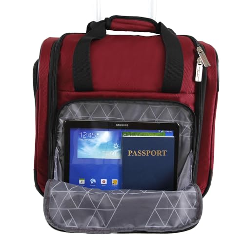Pacific Coast Signature Underseat 15.5" Rolling Tote Carry-on - color: CRIMSON