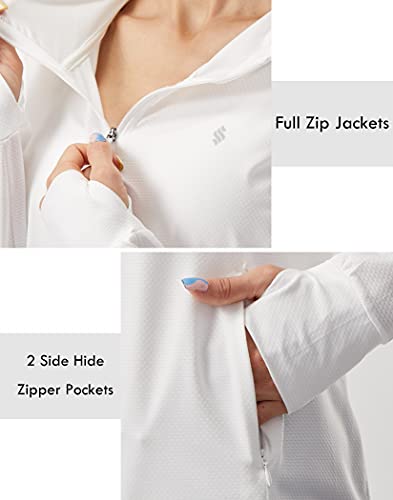 Soothfeel Women's UPF 50+ Sun Protection Shirt Hoodie Jacket Lightweight - color: B-white, size: 3X-Large