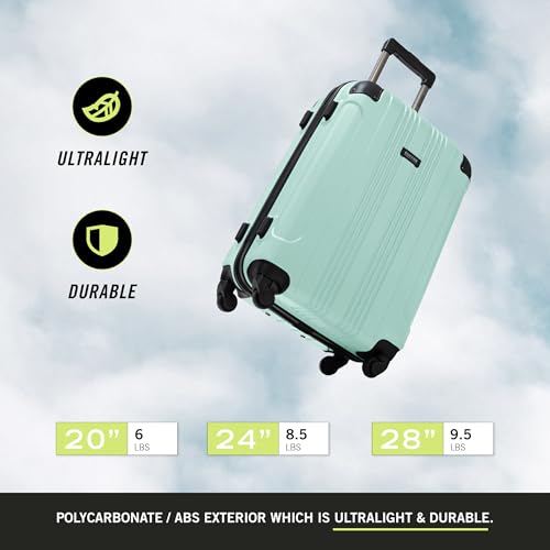 Kenneth Cole REACTION Out of Bounds Lightweight Hardshell 4-Wheel Spinner Luggage, Mint Blue, 2-Piece Set (20" & 28") - color: Mint Blue, size: 2-Piece Set (20" & 28")