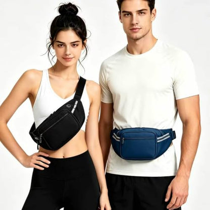 RFID Blocking Fanny Pack for Men Women, 5-Pocket Crossbody Hip Waist Bag - color: Grey