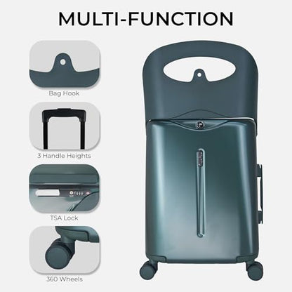 MiaMily Kids Ride-On Carry On Luggage, Hard Shell Suitcase - color: Forest Green