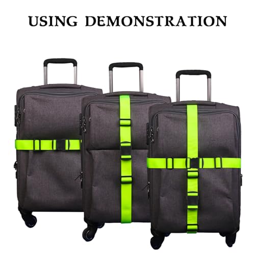 MAGARROW 1.5" Utility Luggage Straps with Buckle Adjustable, 4-Pack (Neon Green, 1.5 in x 4.5 ft) - color: Neon Green, size: 1.5 in x 4.5 ft