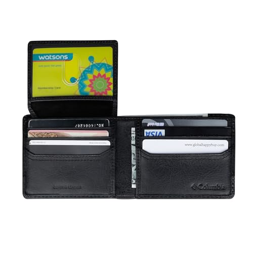 Columbia Mens RFID Slim Bifold Wallet With ID Window Black Two Tone - color: Black Two Tone
