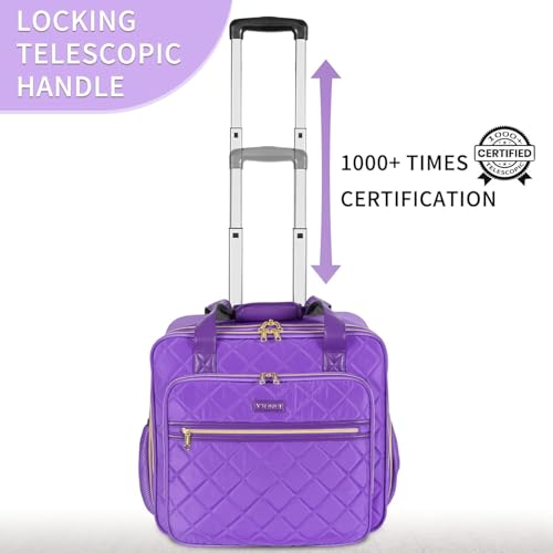 Ytonet Rolling Briefcase for Women, Extra Large 18 Inch Rolling Laptop Bag - color: Purple, size: X-Large
