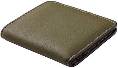 Toughergun Women’s Small Slim Leather Wallet with RFID Protection, Compact Bifold Mini Purse with Clear ID Window - color: 15 ReNapa Green Army