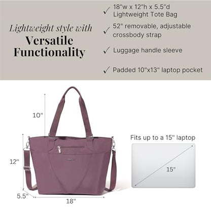 Baggallini Avenue Tote - 12x18 Laptop Tote Bag for Women - Lightweight Work Travel Carry On Bag - color: Misty Purple