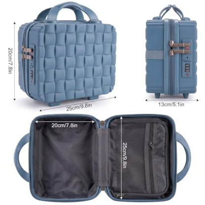 10" Hard Shell Travel Makeup Case with Lock, Blue - color: Blue
