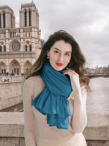 VENVSBEE Shawl Wraps for Women, Travel Scarf Soft Blanket Wrap Pashmina Travel Accessory for Airplane - color: 05 Classic Jersey Peacock Blue