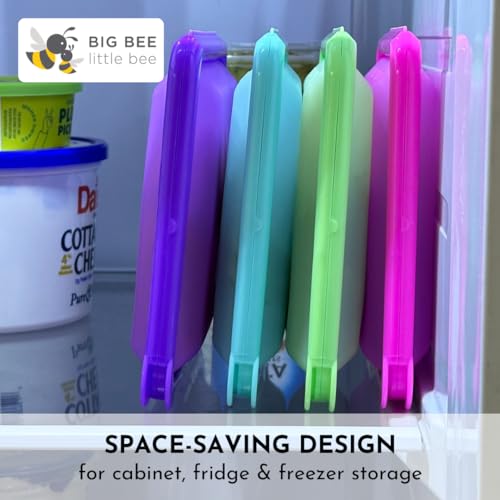 Big Bee, Little Bee SoftShell Reusable Silicone Food Storage Container - Clamshell Snap-Close Design, No Lost Lids, Easy to Clean, Compact for Travel, Meal Prep, Microwave Freezer and Dishwasher Safe - color: Aqua