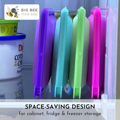 Big Bee, Little Bee SoftShell Reusable Silicone Food Storage Container - Clamshell Snap-Close Design, No Lost Lids, Easy to Clean, Compact for Travel, Meal Prep, Microwave Freezer and Dishwasher Safe - color: Aqua