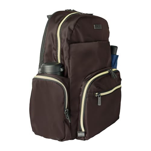 Kenneth Cole REACTION Madison Square Lightweight Hardside Chevron Expandable Spinner Luggage, Chocolate Brown, 2-Piece (20" Carry On + Sophie Backpack) - color: Chocolate Brown, size: 2-Piece (20" Carry On + Sophie Backpack)