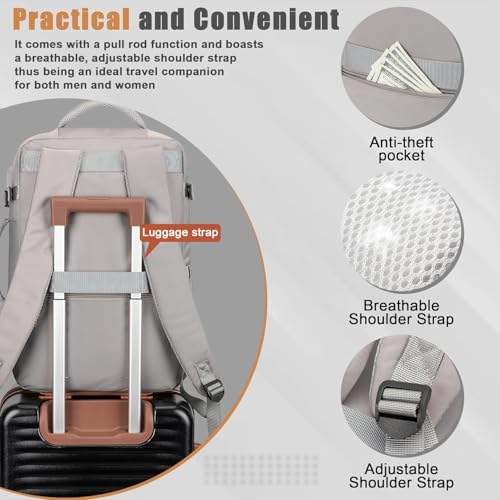 50L Travel Backpack, Flight Approved Carry On Laptop Backpack - color: Grey, size: X-Large
