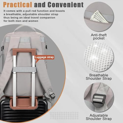 50L Travel Backpack, Flight Approved Carry On Laptop Backpack - color: Grey, size: X-Large