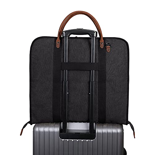 S-ZONE Carry on Garment Bag for Business Travel Canvas Leather Men Suit Cover - color: Black, size: X-Large