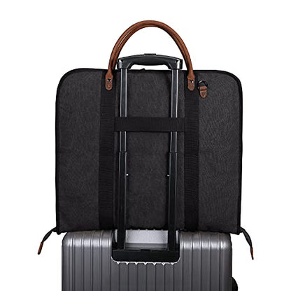 S-ZONE Carry on Garment Bag for Business Travel Canvas Leather Men Suit Cover - color: Black, size: X-Large