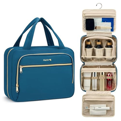 Hanke Hanging Travel Toiletry Bag for Women Portable Makeup Bag - color: Navy Blue