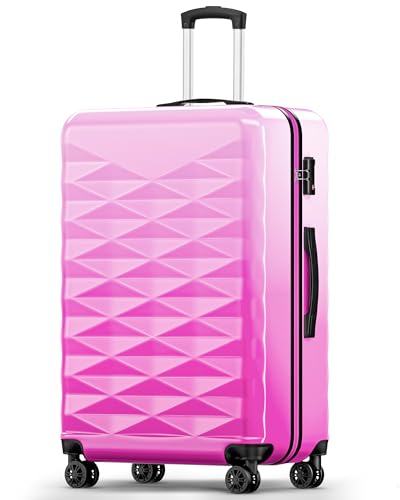 Suitour 28 inch Luggage With Spinner Wheels,Hard Shell Suitcases with Wheels TSA Checked Travel Suitcase - color: Rose Red, size: 28" Checked