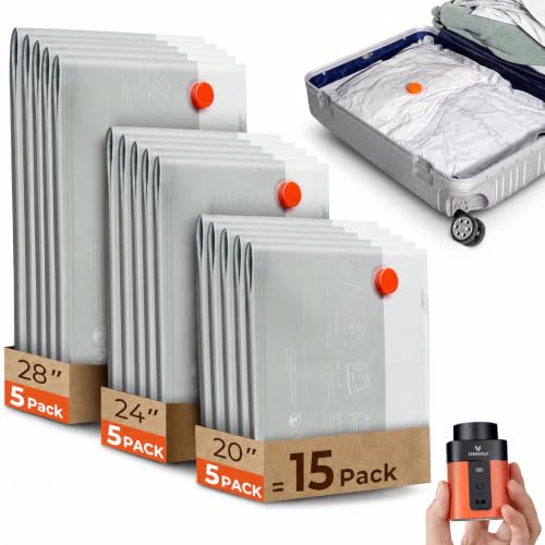 ETENWOLF 15 Combo Vacuum Storage Bags for Travel with Wireless Pump - size: 15 Combo Set