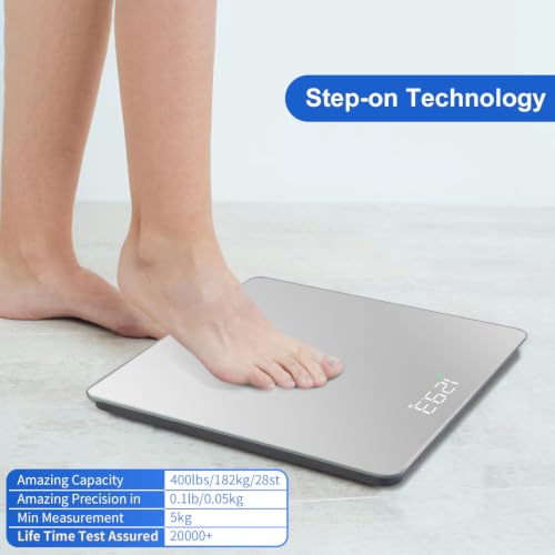 Homebuds Bathroom Scale for Body Weight Precision 0.1lb, Weight Scale 400lb - color: Bathroom Scale Silver