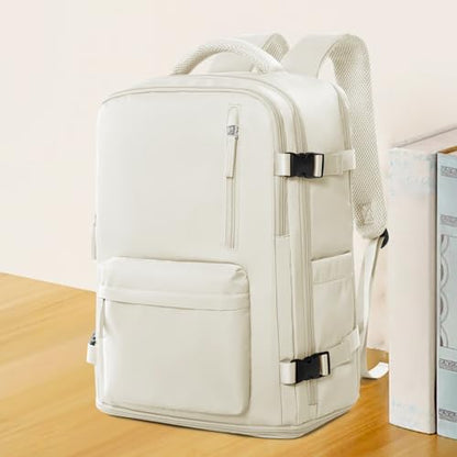 coowoz Carry On Backpack Women Men Travel Backpack Airline Approved Laptop Backpack Sport Rucksack - color: A-beige