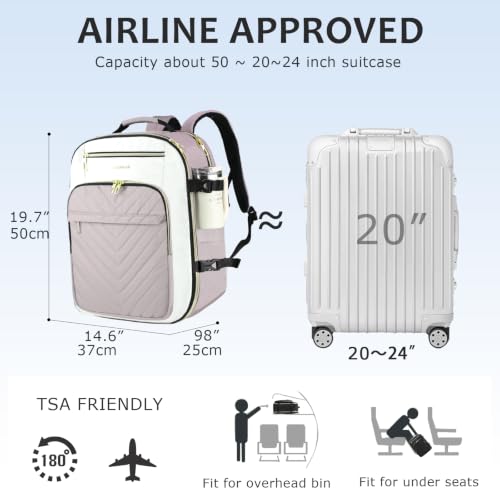 VANKEAN 50L Water- Resistant Laptop Backpack for Women College - color: Beige/Dusty Pink, size: 50L