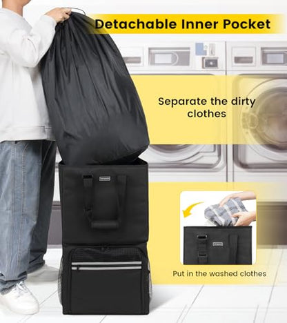 Vorspack Laundry Backpack Bag with Shoulder Straps, XX-Large Hamper, Black - color: Black, size: X-Large