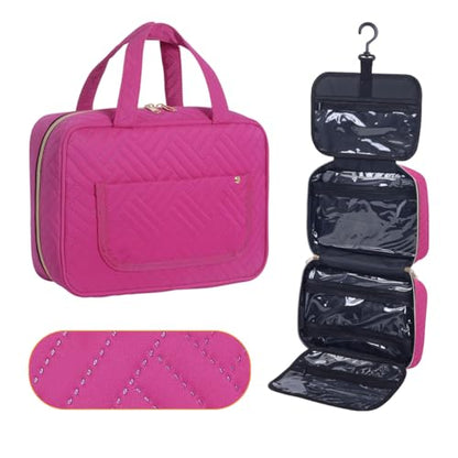 Hanging Toiletry Bag for Women Cosmetic Toiletries Travel Bag,Red - color: Rose Red