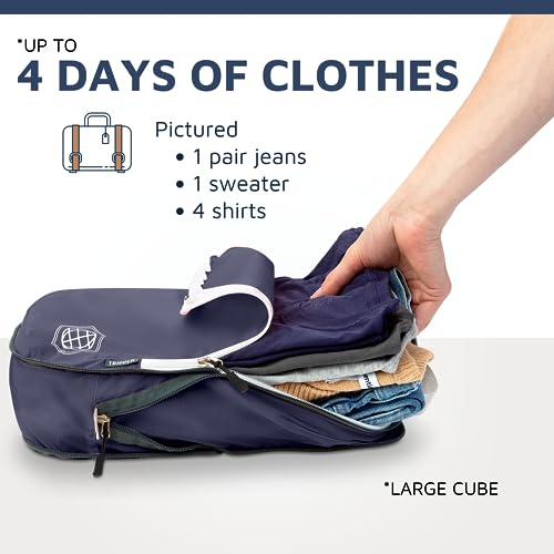 TRIPPED Travel Gear Extra Large Compression Packing Cubes 6-Piece Set - color: Navy