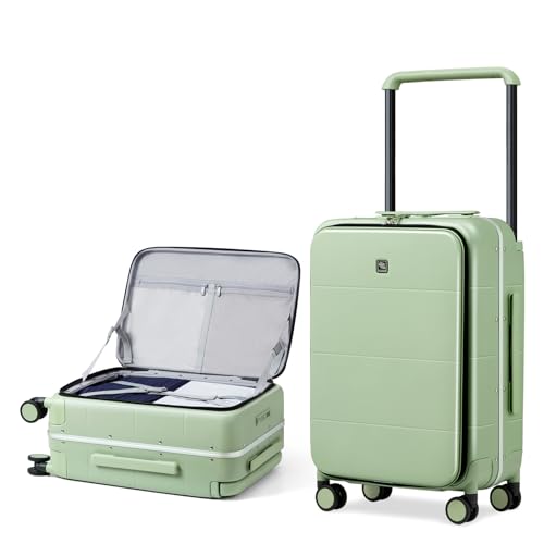 Hanke Top Opening 24 Inch Checked Luggage, Aluminum Frame Medium Suitcase - color: Bamboo Green, size: 24 Inch