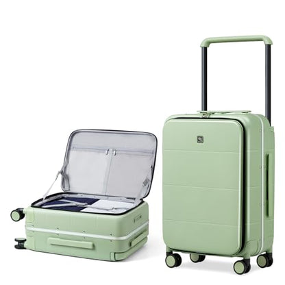 Hanke Top Opening 24 Inch Checked Luggage, Aluminum Frame Medium Suitcase - color: Bamboo Green, size: 24 Inch