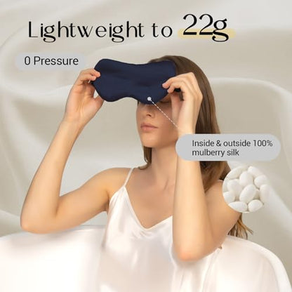ZIMASILK Adjustable 100% 22 Momme Mulberry Silk Sleep Mask - color: Navy Blue