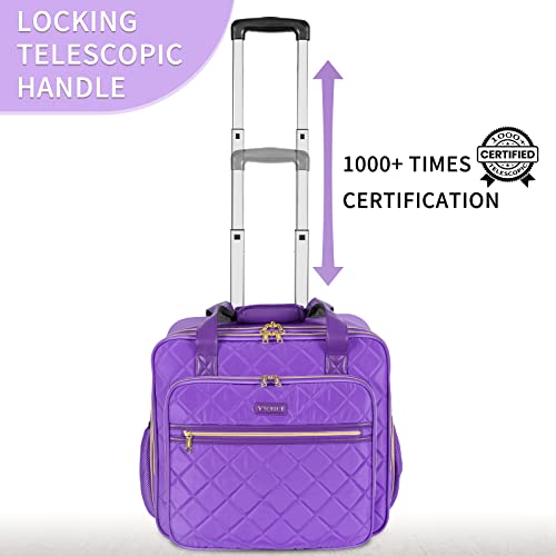 Ytonet Rolling Briefcase for Women, 17.3 In Rolling Laptop Bag, Purple - color: Purple, size: Large