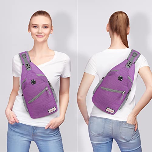ZOMAKE Sling Bag,Small Crossbody Sling Backpack Shoulder Daypack for Travel - color: Purple B, size: 8L